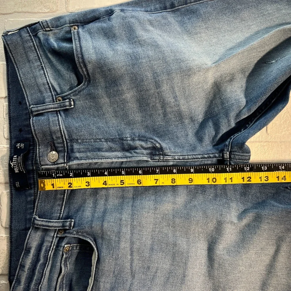 Hollister Athletic Skinny Jeans Mens 34x29 Distressed Stretch Denim Medium Wash‎